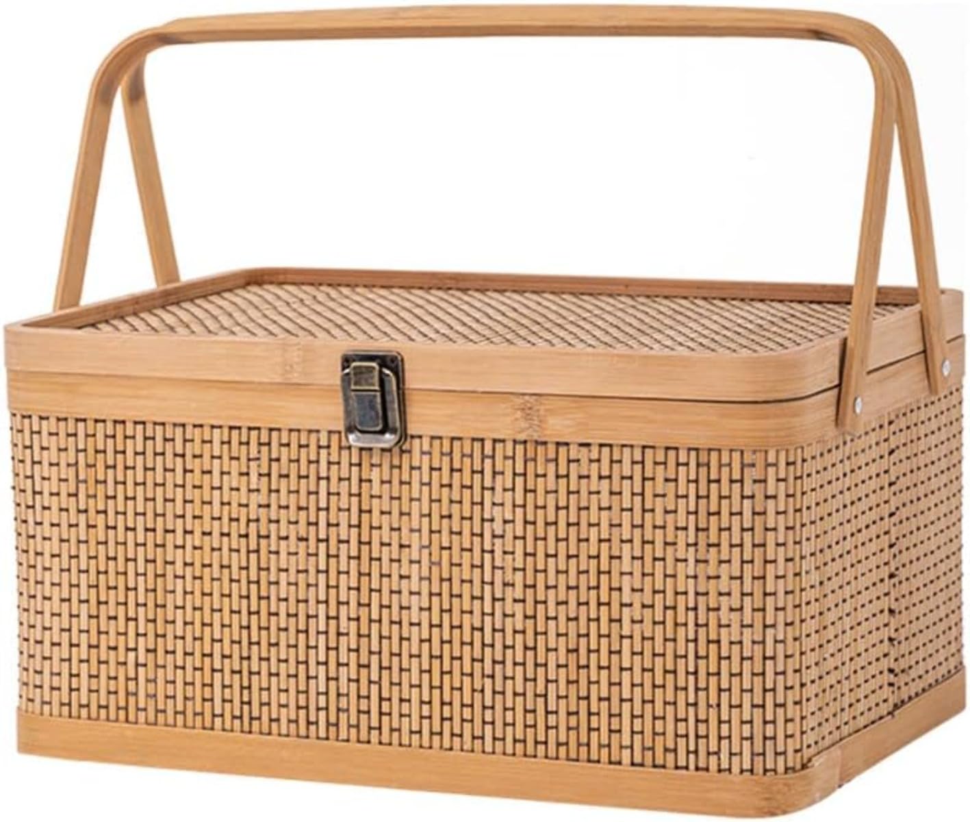 Amazon｜竹籠 竹篭 収納ケース 編まれた 天然素材 ふた付き 野点 茶道